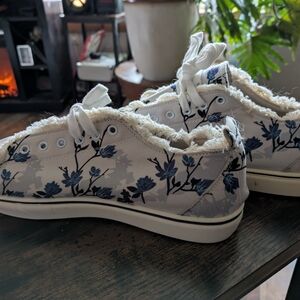 Floral Canvas Sneakers with Blue Accents
